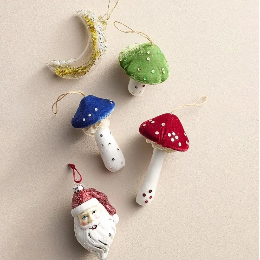 Midnight Magic Red Velvet Mushroom Christmas Ornament, NWT